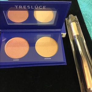 TRESLUCE BEAUTY HIGHLIGHTER DUO FACE POWDER W NEW BRUSH INCLUDED LUCETE GLOW